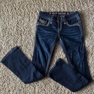 Rock Revival Women's Dark Indigo Bootcut Jeans with Contrast Stitching